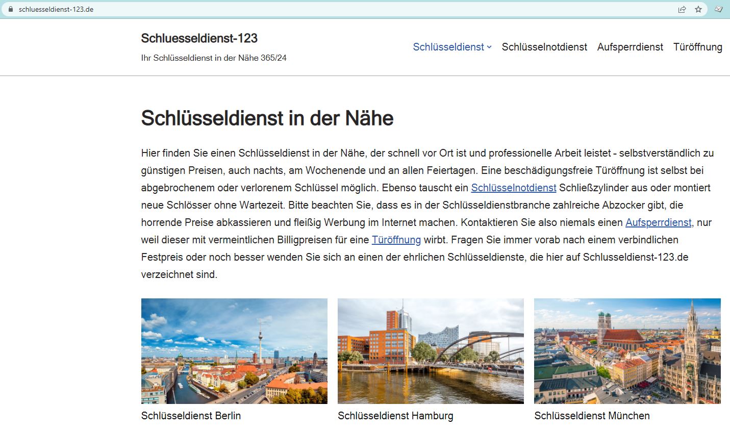 Screenshot von schluesseldienst-123.de