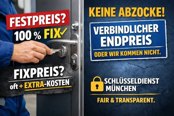 Festpreis / Fixpreis beim Schüsseldienst München von Mario Pichelmaier für Türöffnung, Repaturen und Montagen